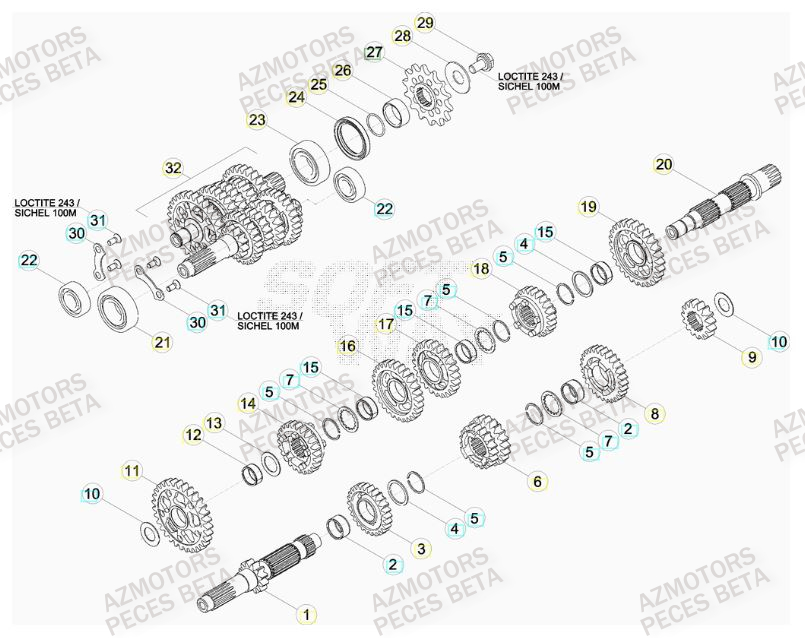 PIGNON DE TRANSMISSION SECONDA IRE BETA pour TRANSMISSION de RR 430 RACING 16