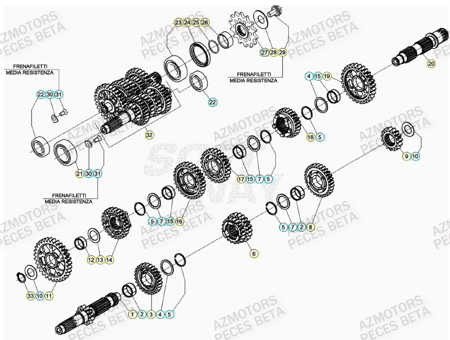 PIGNON DE TRANSMISSION SECONDA IRE BETA pour TRANSMISSION de RR 430 RACING 21