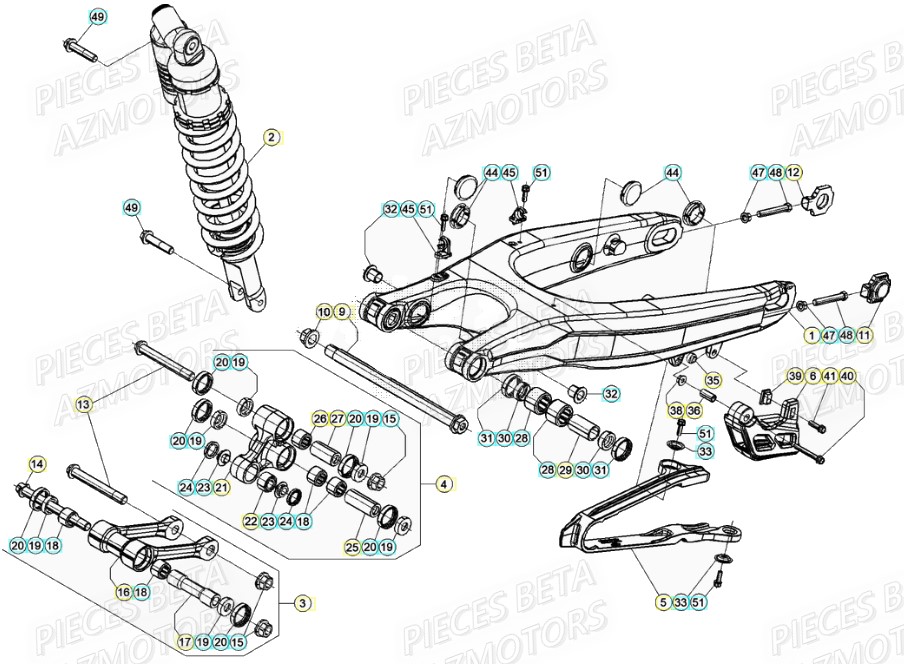 Bras Oscillant Suspension Arriere BETA Pièces Beta RR 4T 480 Enduro - (2021)