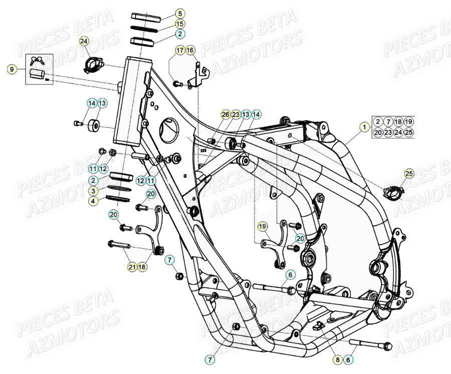 Chassis BETA Pièces Beta RR 4T 480 Enduro - (2021)