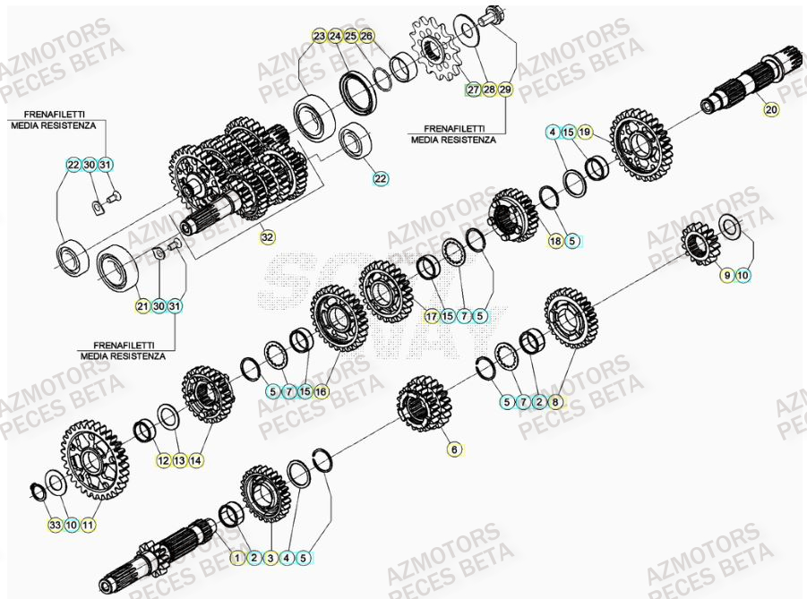PIGNON DE TRANSMISSION SECONDA IRE BETA pour TRANSMISSION de RR 480 4T 2022