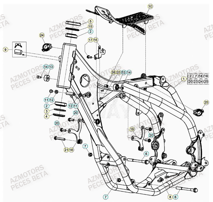 Chassis BETA Pièces Beta RR 4T 480 Enduro - (2023)