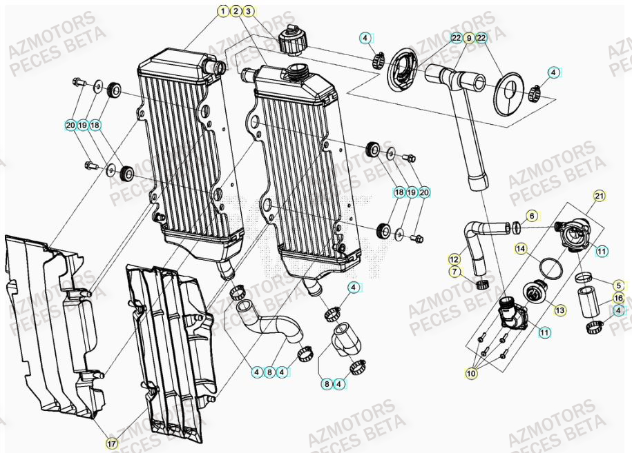Radiateur BETA Pièces Beta RR 4T 480 Enduro - (2023)