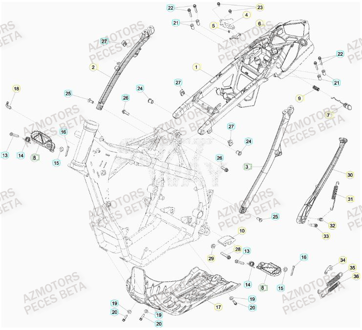 REPOSE-PIEDS BETA pour ACCESSOIRES DU CHASSIS de RR 480 RACING 16