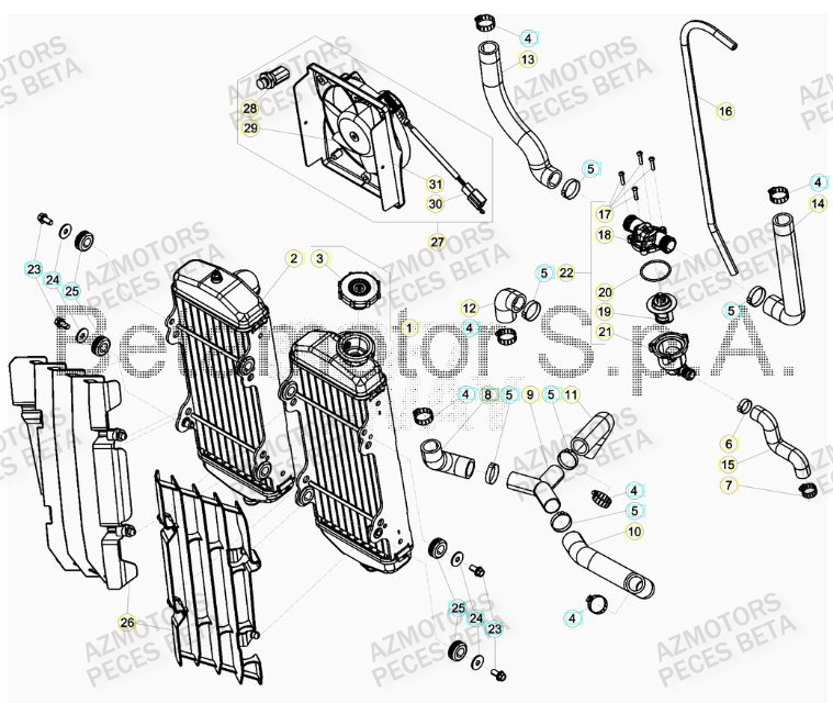 KIT ELECTRO VENTILATEUR RR 4T350 EFI BETA pour RADIATEUR de RR 480 RACING 16