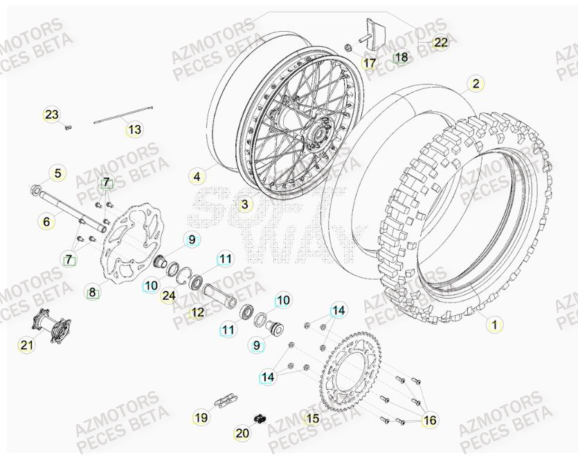 Roue Arriere BETA Pièces BETA RR 4T 480 RACING - (2016)

