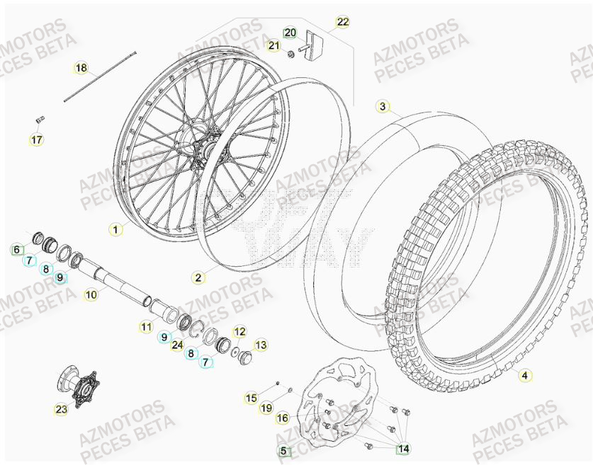 BOUCHON PIVOT ROUE BETA pour ROUE AVANT de RR 480 RACING 16