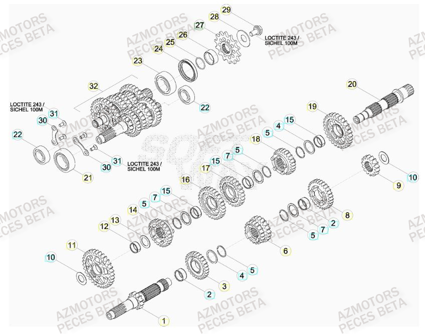 PIGNON DE TRANSMISSION SECONDA IRE BETA pour TRANSMISSION de RR 480 RACING 16