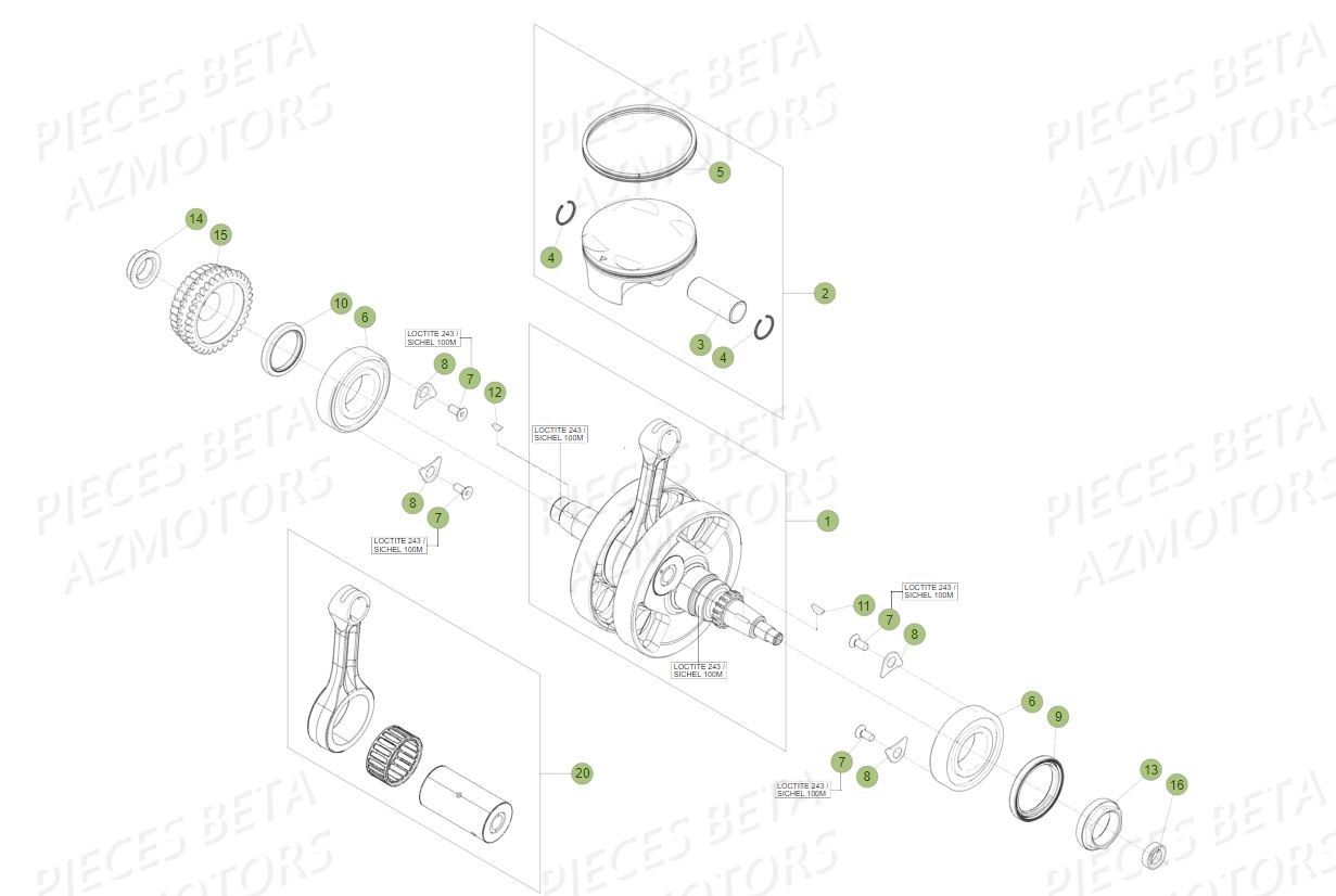 Vilebrequin Piston BETA Pièces BETA RR 4T 480 RACING - (2018)

