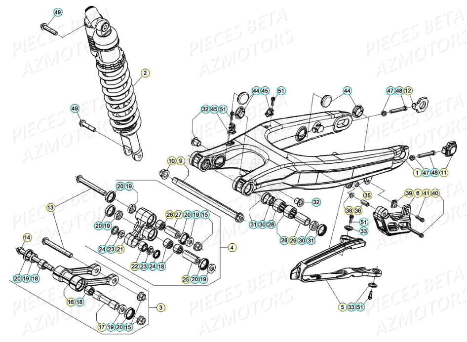 Bras Oscillant Amortisseur BETA Pièces BETA RR 4T RACING 480 - (2020)

