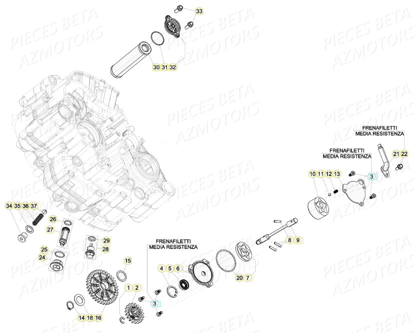 BOUCHON FILTRE HUILE BETA pour POMPE A HUILE de RR 480 RACING 20