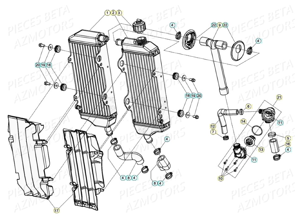 Radiateur BETA Pièces BETA RR 4T RACING 480 - (2020)

