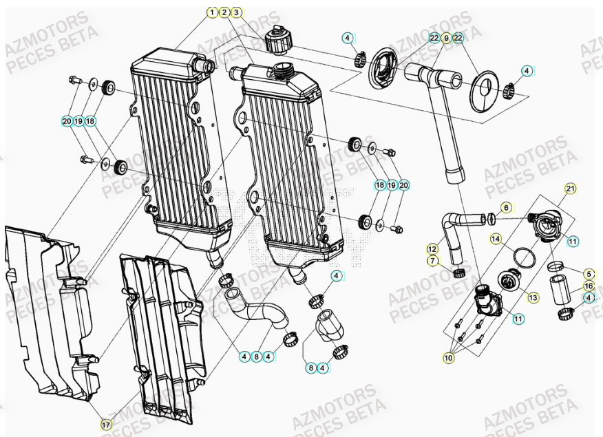 Radiateur BETA Pièces BETA RR 4T RACING 480 - (2022)


