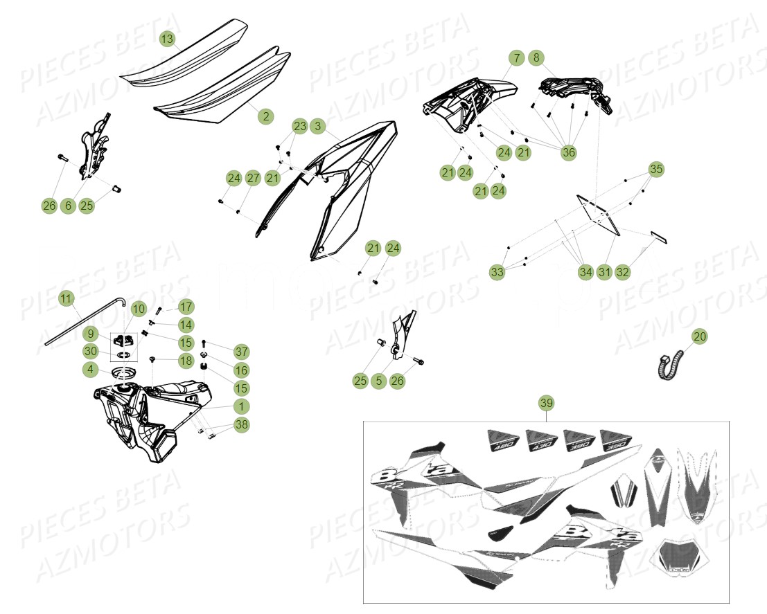 CARENAGES_RESERVOIR_SELLE BETA Pièces Beta RR 4T 430 Enduro - 2018