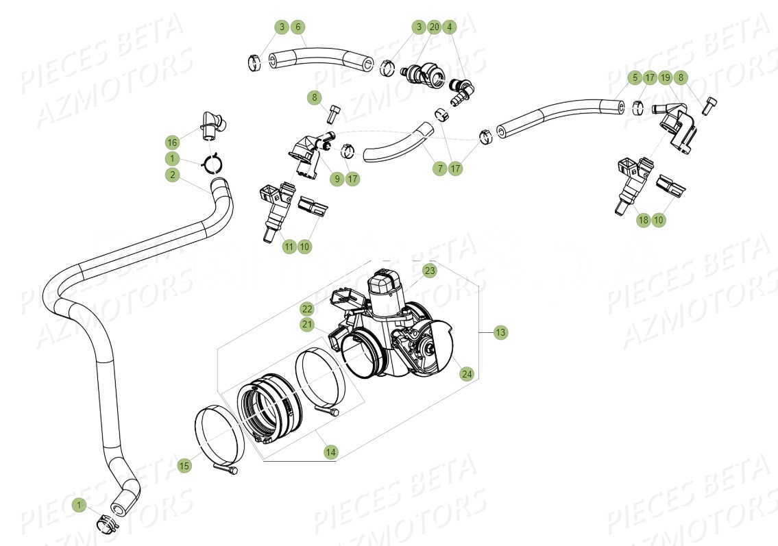 Injection Carburation Corps De Papillon BETA Pièces Beta RR 4T 480 Enduro - 2018