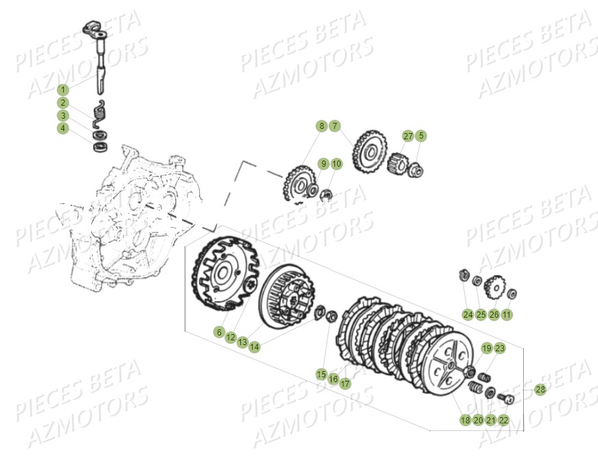 TRANSMISSION PRINCIPALE EMBRAYAGE BETA RR 50 SPORT 18