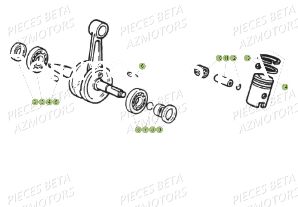 Vilebrequin Piston Contre Arbre BETA Pièces Beta RR 50 SPORT - 2018