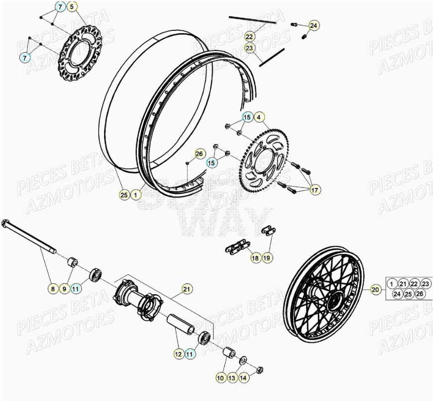 Roue Arriere BETA Pièces Beta RR 50 SPORT - 2021-2022