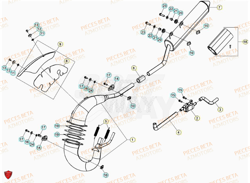 Echappement BETA Pièces Beta RR 50 SPORT - 2023-2024