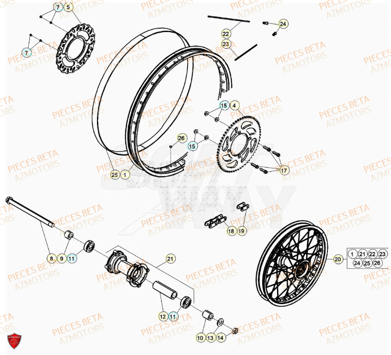 Roue Arriere BETA Pièces Beta RR 50 SPORT - 2023-2024