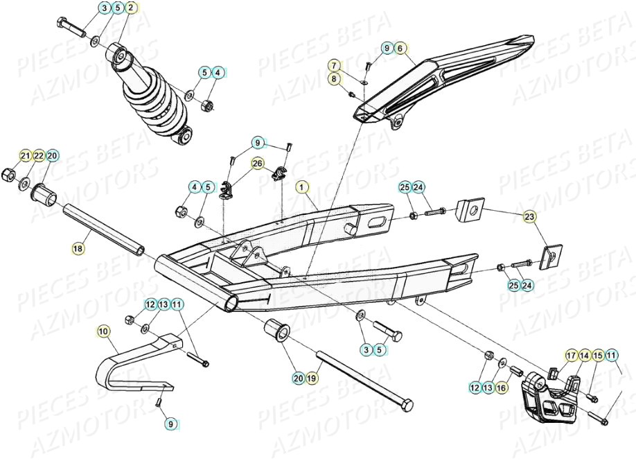 Bras Oscillant Fourche Arriere Amortisseur BETA Pièces Beta RR 50 STANDARD - 2020