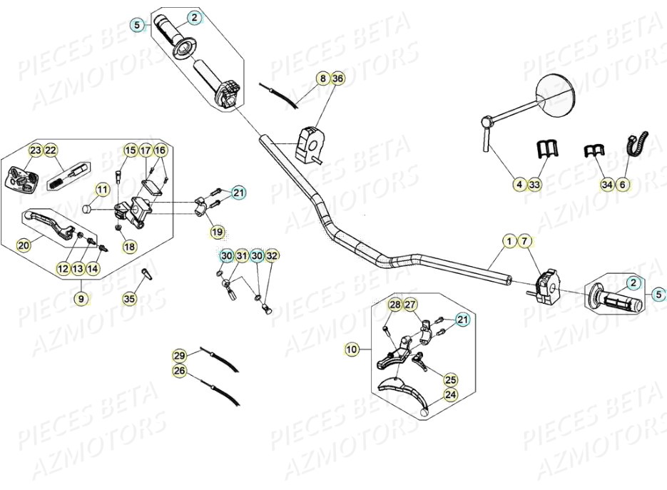 Commandes Guidon BETA Pièces Beta RR 50 STANDARD - 2020
