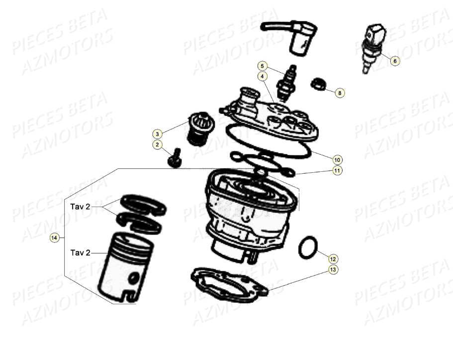 Cylindre Culasse Piston BETA Pièces Beta RR 50 STANDARD - 2020