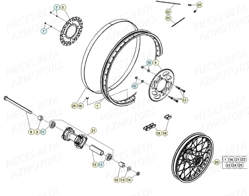 Roue Arriere BETA Pièces Beta RR 50 STANDARD - 2020