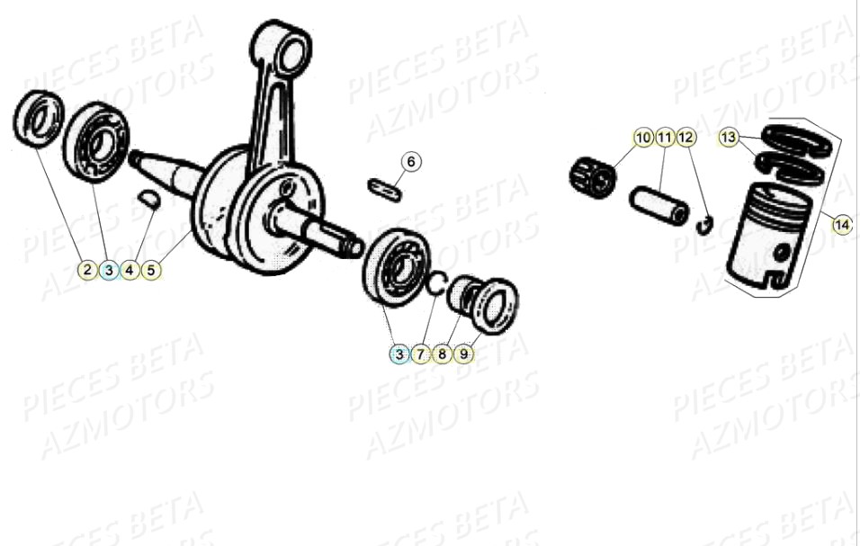 Vilebrequin Piston Contre Arbre BETA Pièces Beta RR 50 STANDARD - 2020