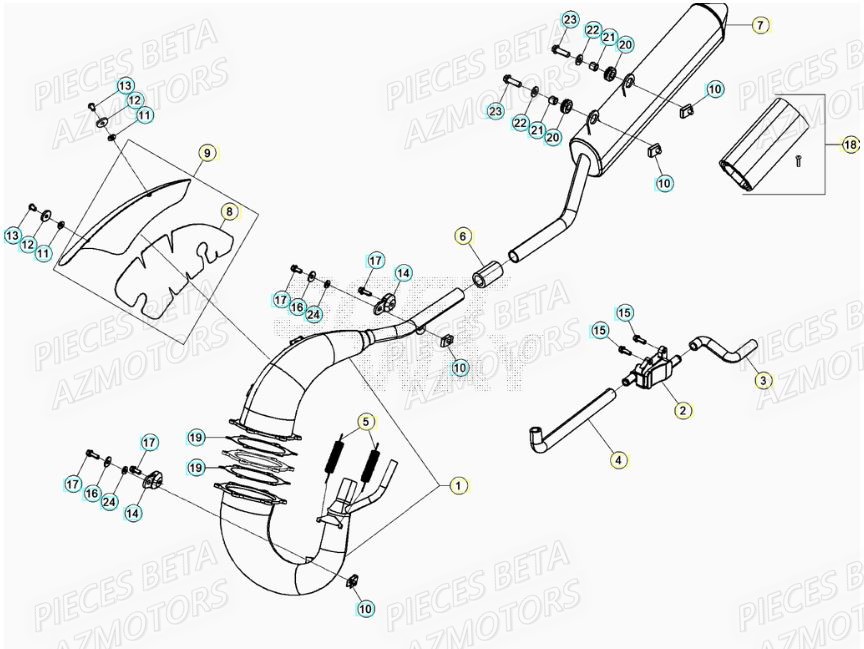 Echappement BETA Pièces Beta RR 50 STANDARD - 2021-2022