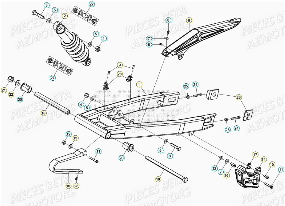 Suspension Arriere BETA Pièces Beta RR 50 STANDARD - 2021-2022