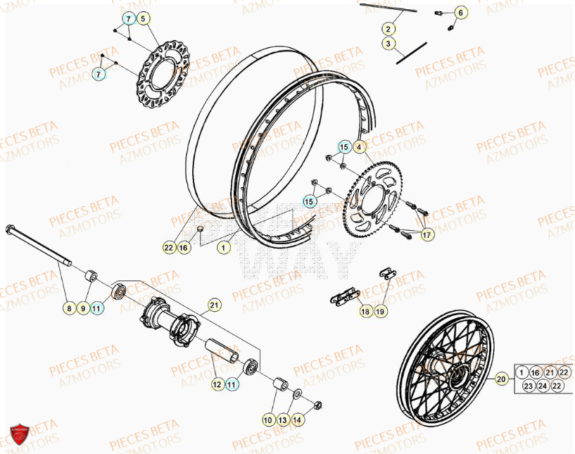 Roue Arriere BETA Pièces Beta RR 50 STANDARD - 2023-2024