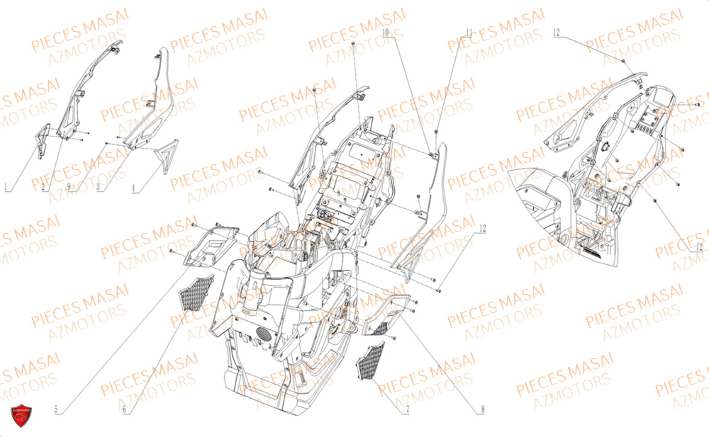 Caches Arriere MASAI Pièces Moto RS1
