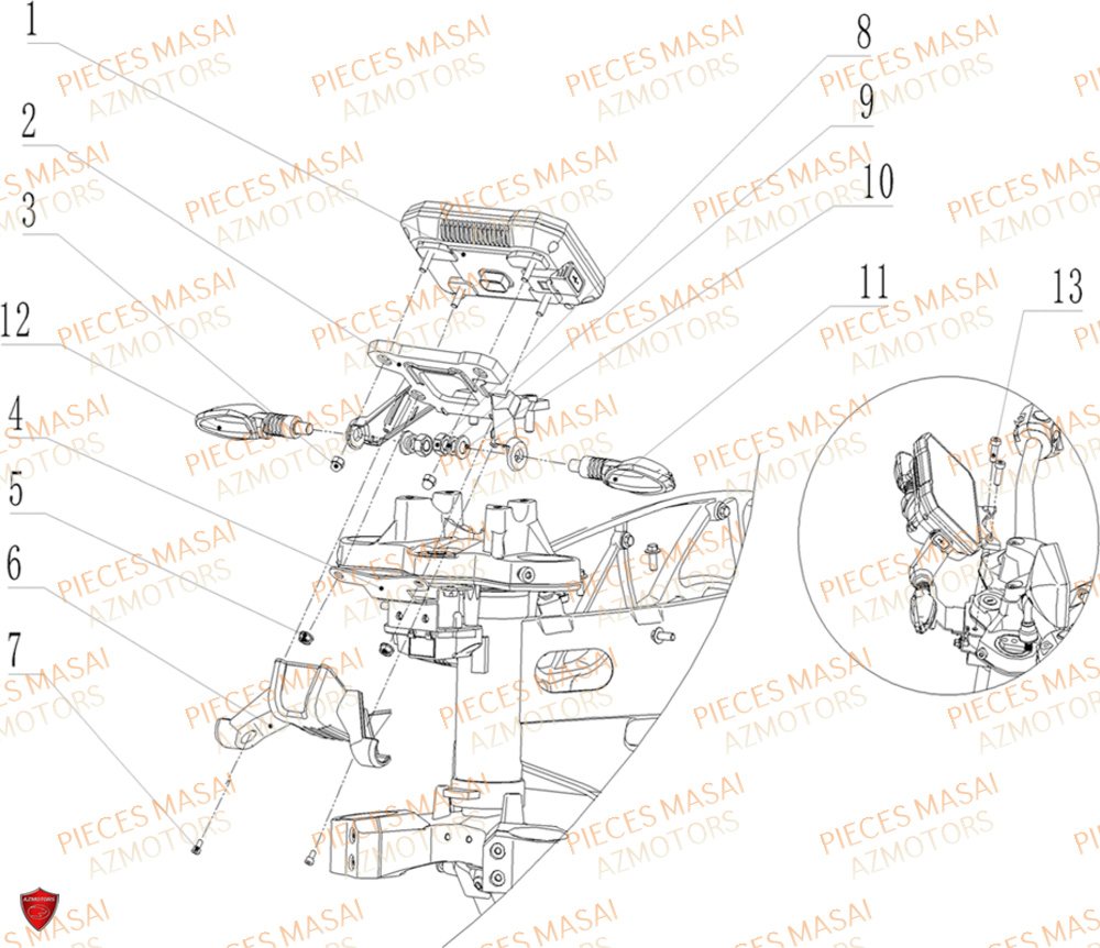 Compteur Clignotants Avant MASAI Pièces Moto RS1