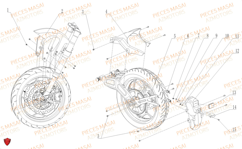Garde Boue Avant Arriere MASAI Pièces Moto RS1