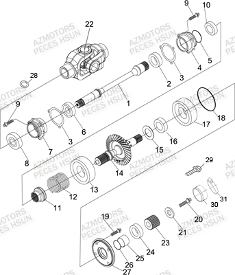 ARBRE_DE_TRANSMISSION HSUN Pièces Quad HSUN RS8 4x4 EFI