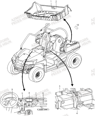 Autocollants HSUN Pièces Quad HSUN RS8 - 800cc 4x4 EFI