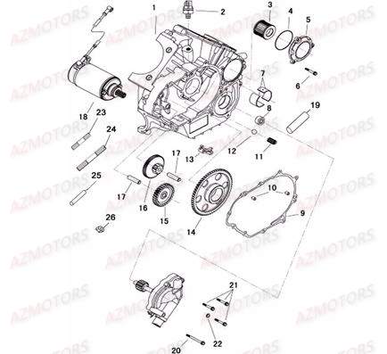 CARTER GAUCHE POMPE A EAU AZMOTORS RS8