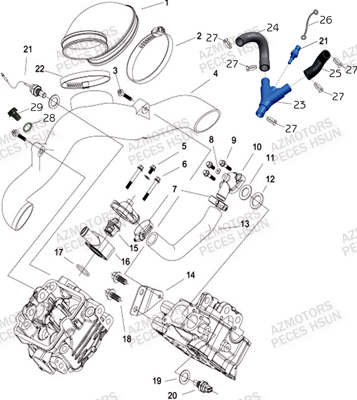 Circuit D Eau De Refroidissement HSUN Pièces Quad HSUN RS8 - 800cc 4x4 EFI