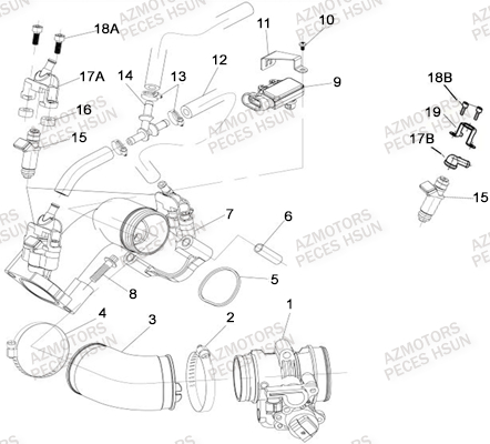 Ensemble Admission HSUN Pièces Quad HSUN RS8 - 800cc 4x4 EFI