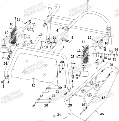 Ensemble Arceaux HSUN Pièces Quad HSUN RS8 - 800cc 4x4 EFI