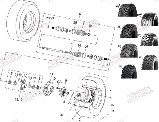 Essieu Avant HSUN Pièces Quad HSUN RS8 - 800cc 4x4 EFI
