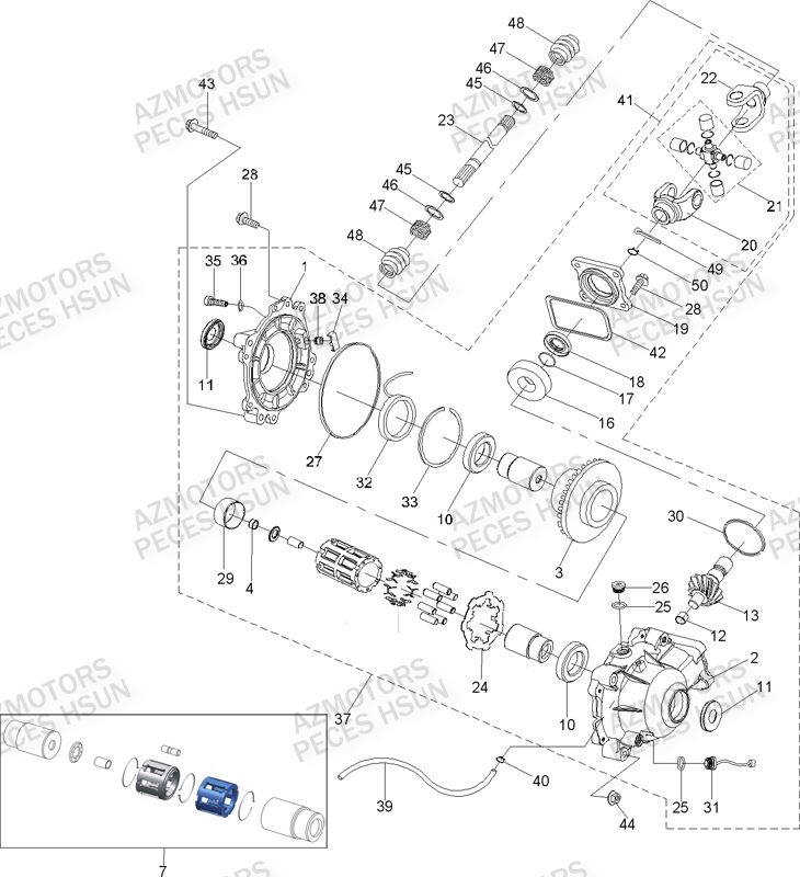 PONT_AVANT HSUN Pièces Quad HSUN RS8 4x4 EFI