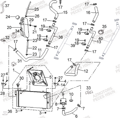 Refroidissement HSUN Pièces Quad HSUN RS8 - 800cc 4x4 EFI