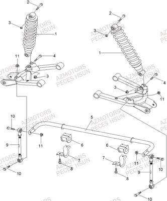 Suspension Arriere HSUN Pièces Quad HSUN RS8 - 800cc 4x4 EFI