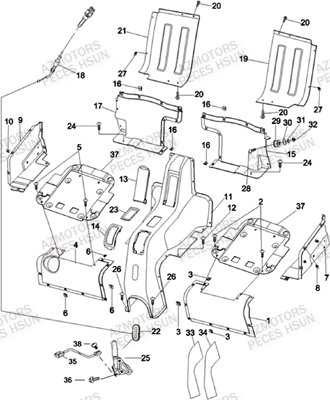 Carrosserie Centrale HSUN Pièces Quad HSUN RS8R/RS8 2013--> - 800cc 4x4 EFI 