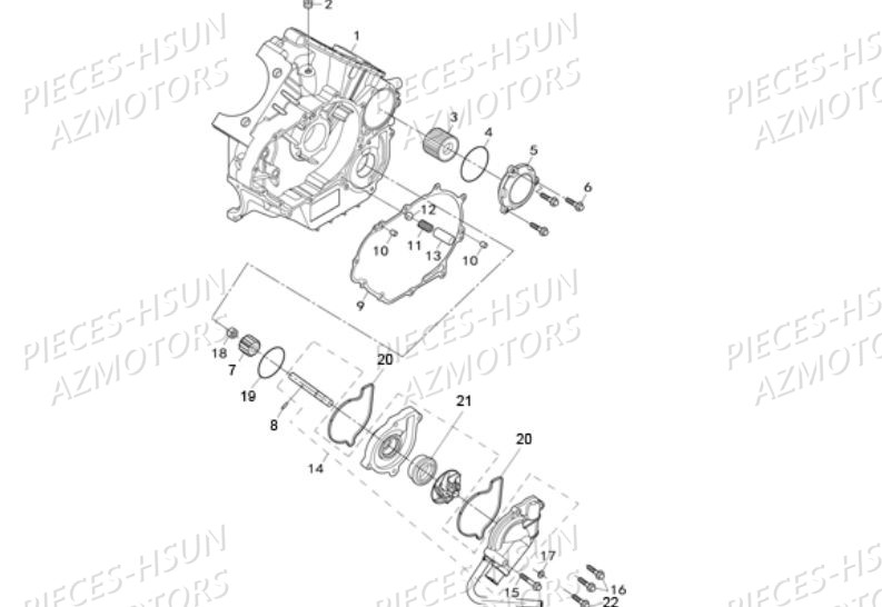 CARTER GAUCHE POMPE A EAU AZMOTORS RS8R RS8 2013
