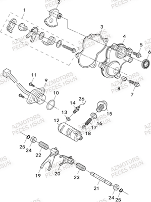 Changement De Vitesses HSUN Pièces Quad HSUN RS8R/RS8 2013--> - 800cc 4x4 EFI 