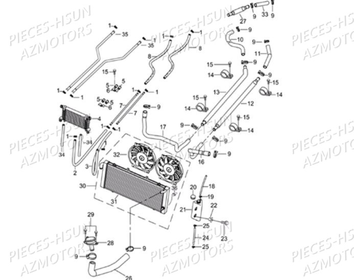 ENSEMBLE REFROIDISSEMENT AZMOTORS RS8R RS8 2013