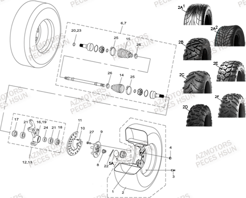 Essieu Avant HSUN Pièces Quad HSUN RS8R/RS8 2013--> - 800cc 4x4 EFI 